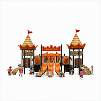 Structure de jeu commerciale de style château-tour pour jardin d'enfants, ensemble de jeux d'extérieur en plastique durable pour enfants