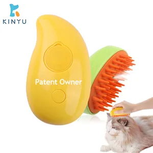 KINYU 2024 Original A Mazon Hot Sell Cat Brush Steam Pet Groomer Pet Hair Removal Brush Multifunctional 3 In 1 Steam Cat Brush