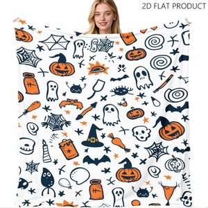 Manta de Franela con Motivos de Halloween, Manta para Siesta, Decoración Otoñal, Ideal para el Día de las Brujas, Suave al Tacto, Reversible, para Cama, Sofá o Sillón - Product Image 3