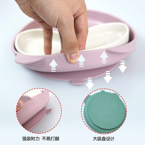 Vajilla para niños, juego de alimentación de silicona de 6 piezas con plato, cuenco, babero, tenedor y cuchara para bebés de 0 a 12 meses - Product Image 4