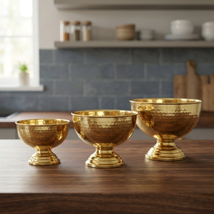 Luxury Gold Hammered Metal Serving <b>Bowls</b> <b>Set</b> Handmade Polished Food <b>Bowl</b> Wabi sabi vintage silver plated <b>bowls</b> <b>set</b> - Product Image 6