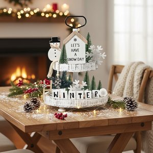Juego de 14 Letreros Rústicos de Madera para Decoración de Bandejas Escalonadas de Navidad, Adornos para Mesa y Decoraciones para Fiestas con Muñecos de Nieve - Product Image 3