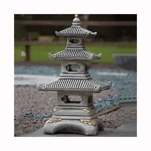 Atacado estilo chinês decoração de jardim pedra granito cinza pagode