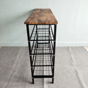 <strong>Black</strong> Shoe Rack <strong>Bench</strong>, 4-Tier Modern Wooden Shoe Rack <strong>Storage</strong> Organizer <strong>Bench</strong> Organizer - Product Image 3