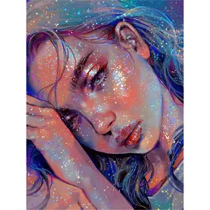 Full Drill Diamond Painting Porträt Mädchen Mosaik für Wohnkultur Neues Design Die besten kurzen Fussel Leinwand Kunst handwerk