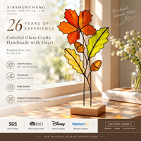 Décoration de table artisanale en verre teinté avec feuilles d'érable et de chêne, attrape-soleil d'automne pour fenêtre, décoration artisanale pour la maison pour Thanksgiving