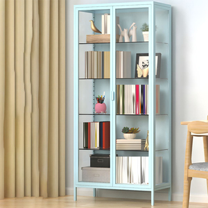 Gabinetes de exhibición de vidrio de metal de una sola puerta 4 estantes <span class=keywords><strong>vitrina</strong></span> de vidrio sala de estar librería <span class=keywords><strong>Vitrina</strong></span> - Product Image 4