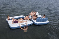 Île flottante gonflable multi-personnes grande capacité, matelas pneumatique double usage pour fêtes et rassemblements estivaux