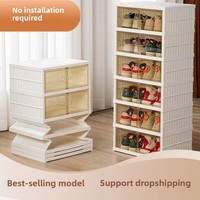 Vente en gros Mini boîte à chaussures noire vide pliable empilable en plastique transparent personnalisé