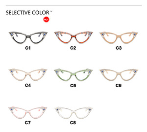 2023 New Cat Eye Diamond Flat Mirror <span class=keywords><strong>Party</strong></span> Dekorative Brillen rahmen Mode Frauen Strass Brille - Product Image 6
