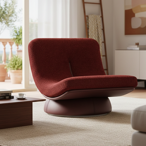 Poltrona Minimalista Italiana, Sedia Lounge Contemporanea in Tessuto, Arredamento Imbottito Girevole per Casa e Hotel - Product Image 2