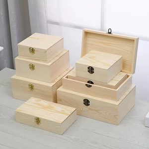 Caja de Madera de Pino con Tapa Abatible, Rectangular, de Madera Maciza, para Almacenamiento de Joyas, Organizador de Escritorio, Caja de Regalo, Portadocumentos - Product Image 1