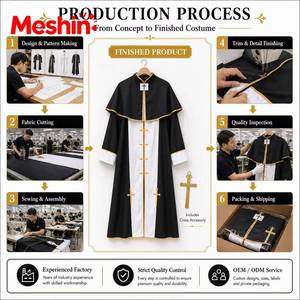 Disfraz de Pastor Religioso Elegante 2026, Túnica Negra de Sacerdote Noble, Ropa para Fiesta de Halloween, Disfraz Medieval para Hombre Adulto - Product Image 5