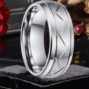 8mm Tungsten <strong>Ring</strong> Vintage Silver Groove Anti-Tarnish Punk Luxury Hip Hop Fashion <strong>Rings</strong> Gift for <strong>Men</strong> Jewelry - Product Image 1