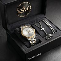 Montre pour femme avec cadran lavande et bracelet en acier, ensemble de bijoux quatre pièces de luxe avec collier, boucles d'oreilles et bague en zircon, heure mondiale, loisirs