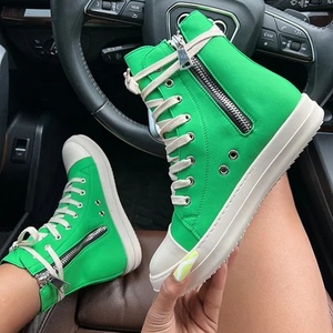 Zapatos de lona con cremallera lateral para mujer, calzado alto de lujo, botas informales, zapatos planos, nuevos colores - Product Image 5