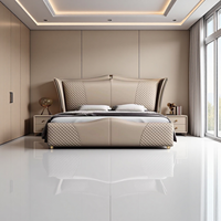 Lit double moderne de luxe convertible, extensible et réglable en hauteur, avec cadre en bois et rembourrage doux, pour chambre à coucher (petit modèle adulte)
