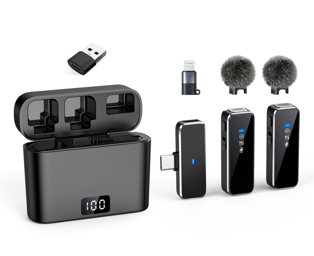 Wireless Microphone Noise Cancelling AI Microphone for Android Wireless Collar Mic for Iphone Interview Wireless Microphone