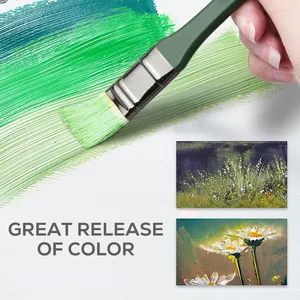 Pinceles de dibujo para pintura de artista, 10 piezas, cerdas planas de cerdo, juego de mango de madera para colores al óleo, acuarela acrílica - Product Image 5