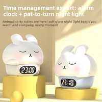 AIKS Nouvelle Lampe de Nuit Pat-Pat Lapin Timide avec Réveil, Indicateur 24 Heures, Design Minimaliste Moderne, Rechargeable USB au Lithium