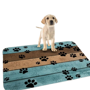 Tappetino Rettangolare per Porta con Stampa Zampa di Cane, Traspirante in Poliestere, Asciugatura Rapida, Assorbente, Antiscivolo, Motivo Animale, Lavabile a Mano, per Ingresso - Product Image 1