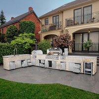 Cuisine extérieure modulaire Youya, nouveau design, en acier inoxydable 304, barbecue, barbecue en pierre, cuisine extérieure avec robinet et réfrigérateur Kamado