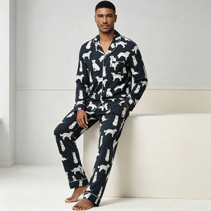 Conjuntos de Pijamas para Hombre, Conjuntos de Salón de Fibra de Bambú, Pijamas con Estampados Personalizados, Ropa de Dormir de Talla Grande, Ropa de Dormir de Manga Larga para Hombre, Venta al por Mayor - Product Image 2