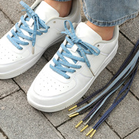 Lacets plats en denim WEGOODZF de haute qualité, emballés par paires, pour chaussures décontractées, baskets de sport et bottes, avec embouts métalliques