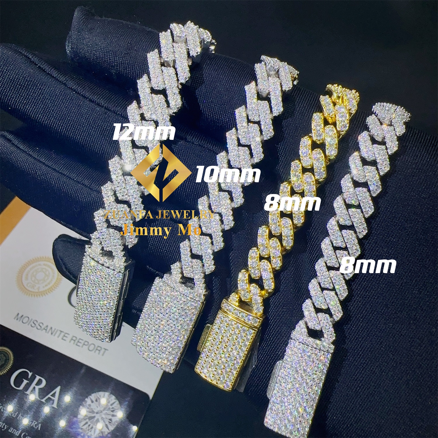 【21cm】【10mm】【18K刻印あり】【Miami Cuban】ブレスレット 10MM Chino Miami Cuban Link Chain Bracelet Moissanite