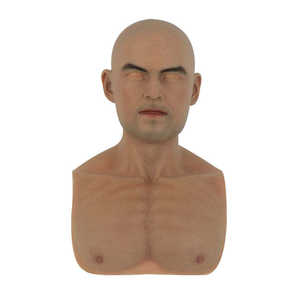 Masque de tête en silicone pour homme, accessoire de tournage, masque de cosplay, costume de mascarade, déguisement, masque de fête d'Halloween, personnalisable - Product Image 3