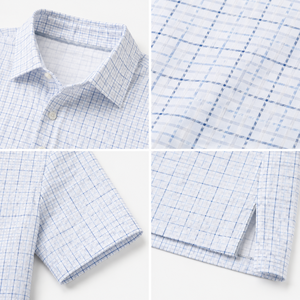 Polos de Golf a Cuadros con Logotipo Personalizado para Hombre, Blancos y Azules, de Manga Corta, Marca Privada, Fabricante OEM ODM - Product Image 3