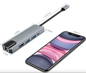 <span class=keywords><strong>Adaptador</strong></span> Hub <span class=keywords><strong>USB</strong></span> C 5 en 1 con <span class=keywords><strong>HDMI</strong></span> 4K, Ethernet de 1000 Mbps, <span class=keywords><strong>USB</strong></span> 3.0, <span class=keywords><strong>USB</strong></span> 2.0 y PD de 100 W, Dongle Multipuerto para MacBook, iPad y Laptop, Venta al Por Mayor - Product Image 2