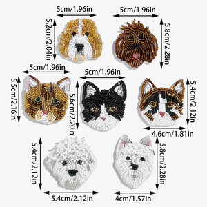 ボヘミアンスタイル 手作りビーズ ブローチ アクセサリー 猫犬デザイン 卸売 カスタマイズ対応 ホリデーギフトに最適 - Product Image 2