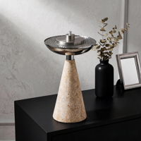 SAIDKOCC Brûleur d'encens en marbre naturel 28CM, encensoir en pierre de travertin sculpté à la main, décoration pour cérémonies religieuses arabes du Ramadan