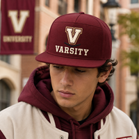Casquette 5 panneaux en toile de coton avec étiquette personnalisée, style preppy streetwear, pour les acheteurs de détail de style de vie, avec broderie sur mesure