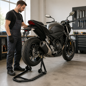 Support de réparation arrière pour moto 500 kg, pour entretien, nettoyage de chaîne, changement de pneu, crochets réglables 240-350 mm - Product Image 3