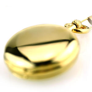 Montre de poche mécanique en laiton pur à cadran demi-creux deux visages deux chasseurs design ancien - Product Image 5