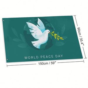 3x5ft Polyester Custom Durable Dove of Peace World Peace Day <b>Flags</b> for Outdoor Indoor Decoration - Product Image 2