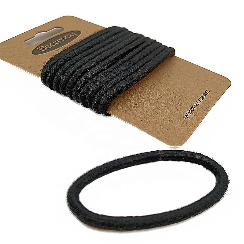 Eco friendly organic cotton custom ponytail hair band elastic rubber bands rope biodegradable hair ties accessories