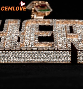 GEMLOVE Custom Pendant Letter Name Pendant <b>Charm</b> Iced Hiphop Jewelry Pendant Necklace - Product Image 5