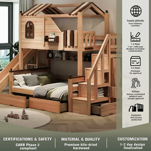Lits superposés pour enfants <span class=keywords><strong>en</strong></span> bois massif <span class=keywords><strong>Lit</strong></span> cabane dans les arbres <span class=keywords><strong>avec</strong></span> table pour la chambre à coucher ou le parc - Product Image 4