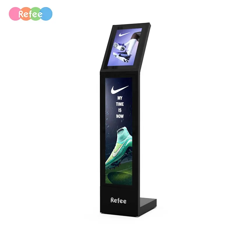 Zemin ayakta taşınabilir lcd reklam bilgileri kiosk dokunmatik ekran şerit dijital tabela raf kenar afiş LCD