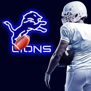 Enseigne néon de l'équipe de football des Lions, alimentée par USB, logo lumineux à intensité réglable pour décoration murale ou décoration de cave masculine - Product Image 4