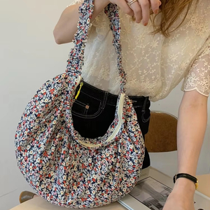 Sac fourre-tout de créateur promotionnel en toile de coton à la mode sac fourre-tout d'épicerie à imprimé floral de Style Ins coréen - Product Image 2