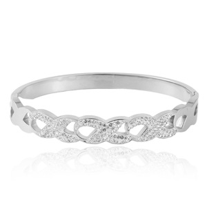 Pulsera de cristal para mujer, tono dorado, hueca, con incrustaciones de diamantes de imitación, para uso diario, 13021 - Product Image 5