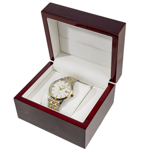 Cofanetto Singolo Grande con Venatura <span class=keywords><strong>Legno</strong></span> e Finitura Mogano Lucido per Orologio, Espositore con Scomparto Gioielli - Product Image 2