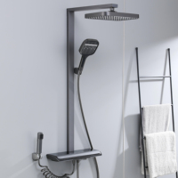 Ensemble de douche de luxe EIOIOL pour hôtel, avec pommeau de douche carré thermostatique en laiton et céramique, à jets de pluie intelligents LED