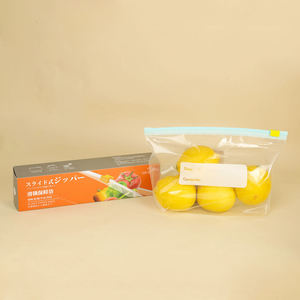 Sacs de congélation et d'emballage alimentaire PE hermétiques, réutilisables, jetables, à fond extensible, avec fermeture éclair coulissante, type pochette autoportante - Product Image 1