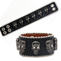 Nouveau bracelet en acier inoxydable style punk unisexe, tendance mode neutre, accessoires squelette incrustés de cristaux et strass