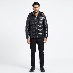 FINER THREADS Veste d'hiver matelassée pour homme, personnalisée, de haute qualité, en toile noire, col montant, logo sur le devant, séchage rapide, respirante - Product Image 1